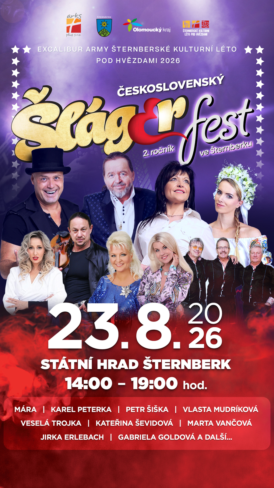 Náhledový obrázek článku: ŠLÁGR FEST 2026 - Státní hrad Šternberk - 23. srpna 2026