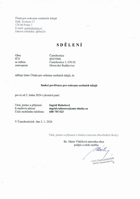 Změna pověřence